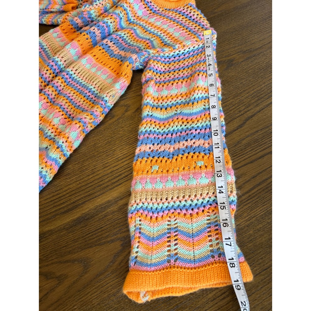 Princess Polly Mini Dress Polyester Open Knit Crochet Boho Orange Multi US 6 - Picture 7 of 9